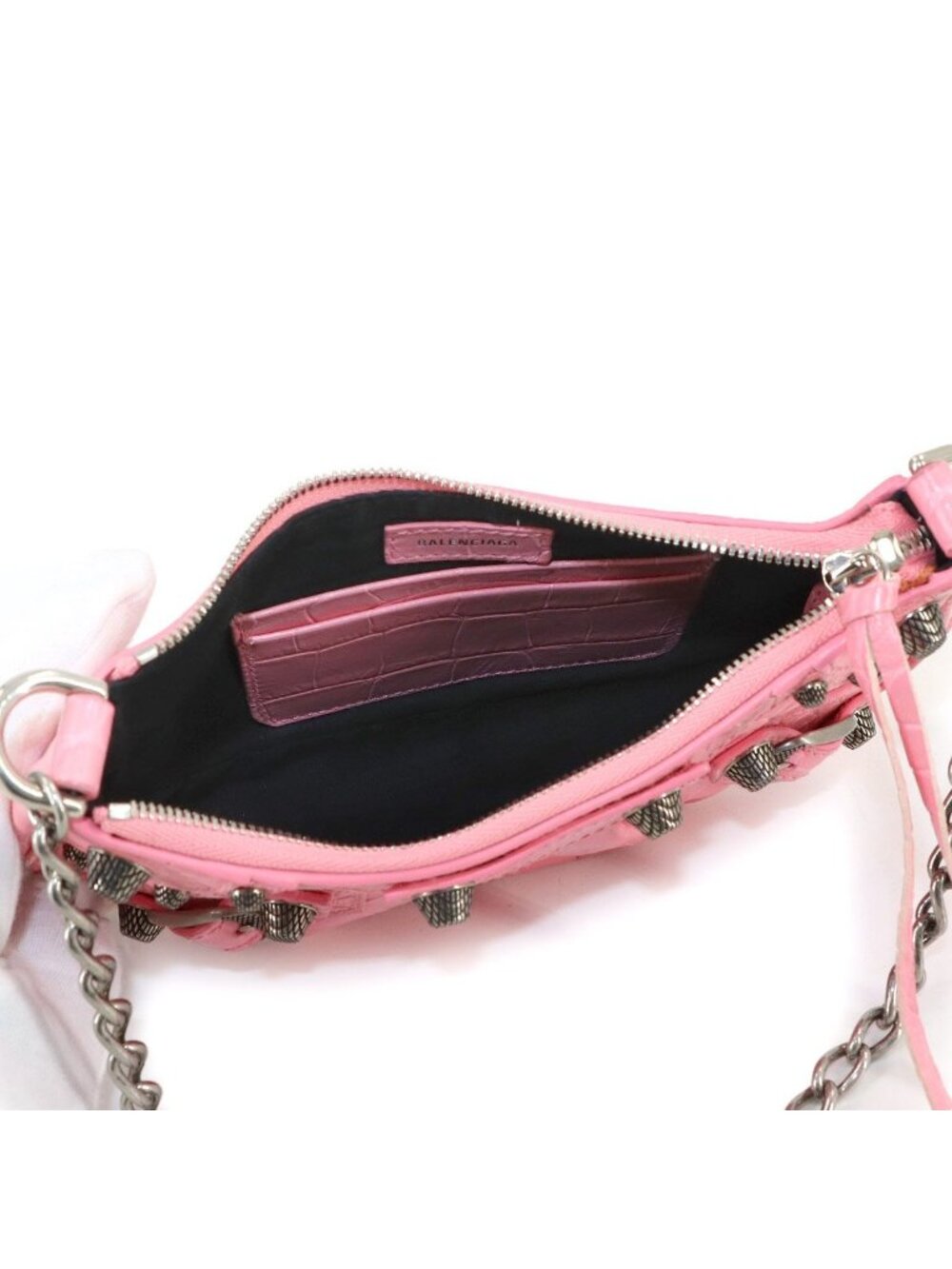Balenciaga le Cagole Mini 2-Way Chain Shoulder Bag Leather Pink - Picture 7 of 10